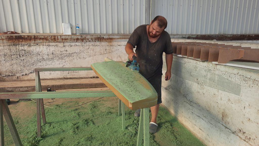 shaping foam for sailboat rudders