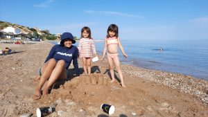 India, Nina and Karin on South Chios beach